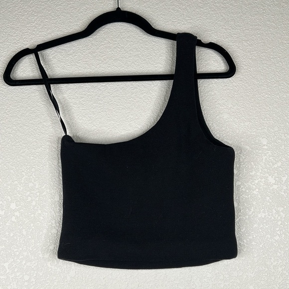 Black One Shoulder Underwire Crop Top Size Small - Picture 4 of 4